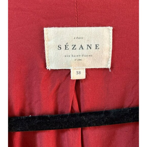 Sézane Womens Red Nadia Floral Wrap Dress Sz 38 Bohemian Boho Chic Cottage Core - Picture 2 of 3